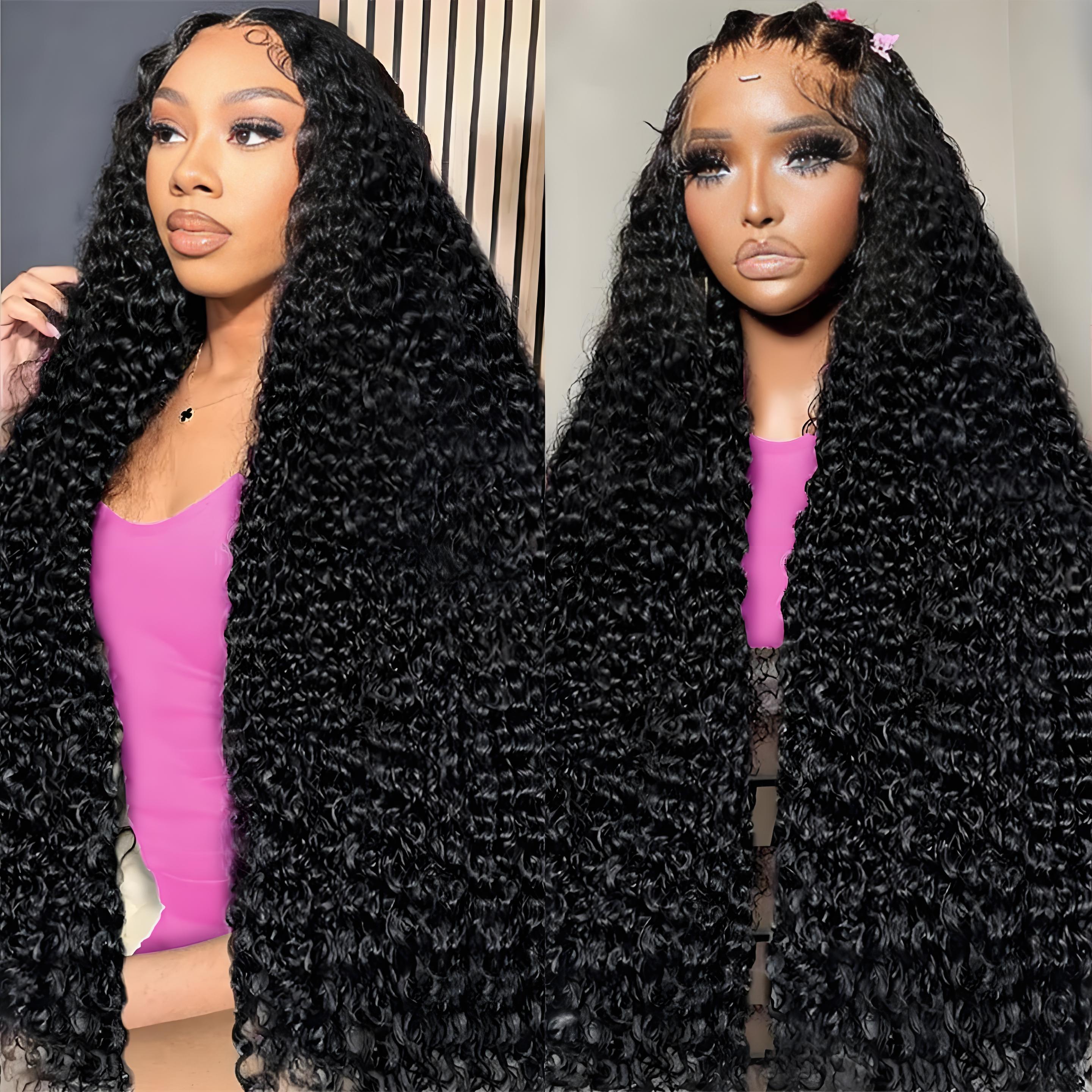 Peruca de Cabelo Humano Ondulado Profundo Solto com Densidade 250, 46 Polegadas, HD Transparente, Cacheado Brasileiro, 13x4 13x6, Pré-Alongada, Lace Front para Mulheres