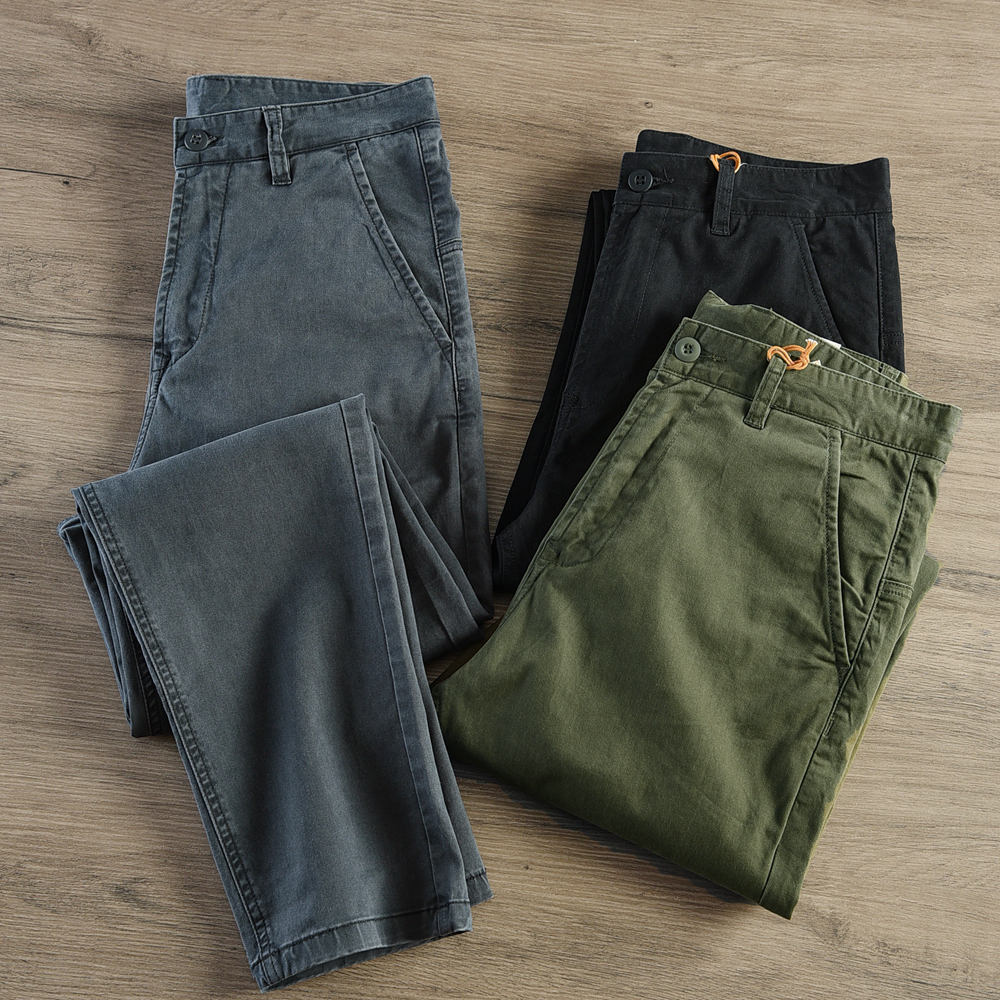521 # Frühling und Herbst New American Retro Cargo hose Herren einfache Baumwolle gewaschen lose Business Casual Straight Hose