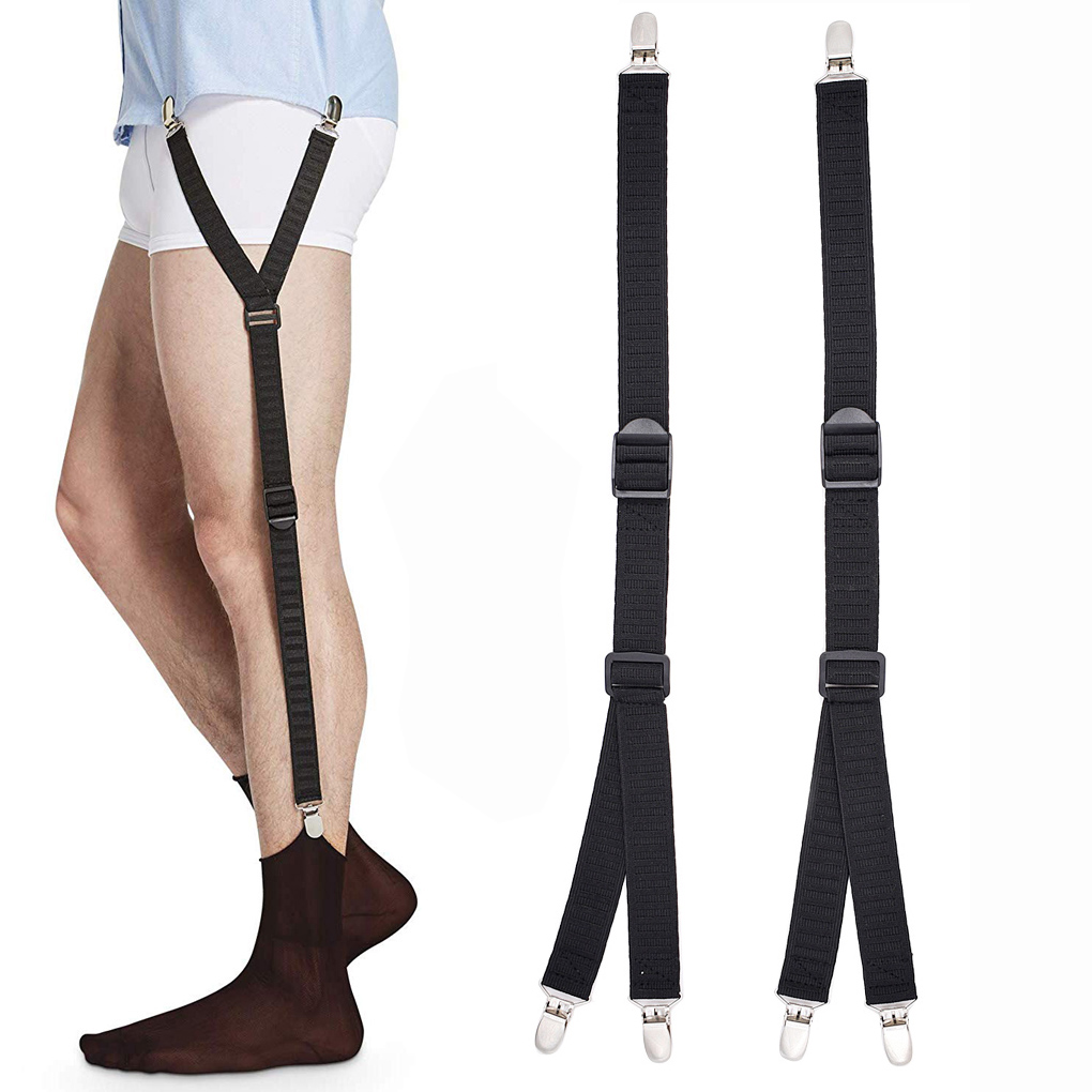 1 Paar Herren hemd bleibt Bein Hosenträger Riemen Gürtel verstellbare elastische Militär hemd halter Trucker rutsch feste Clips Socken Strumpf bänder