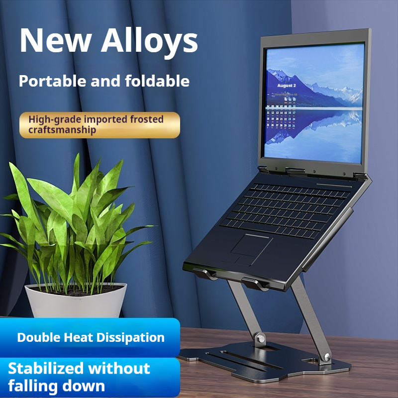 Uniwersalny uchwyt na laptopa Przenośny stojak na tablet na laptopa Antypoślizgowy, regulowany metalowy wspornik Stabilny uchwyt na notebooka Riser do Macbooka