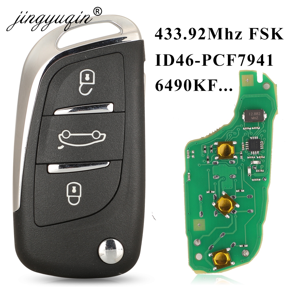 Jingyuqin Дистанционный ключ от автомобиля 434 МГц ID46 PCF7941 Брелок для Citroen С2 C4 С3 С5 C6 DS4 DS3 DS5 C-Elysee Peugeot 307 6490KF 5FA 010354