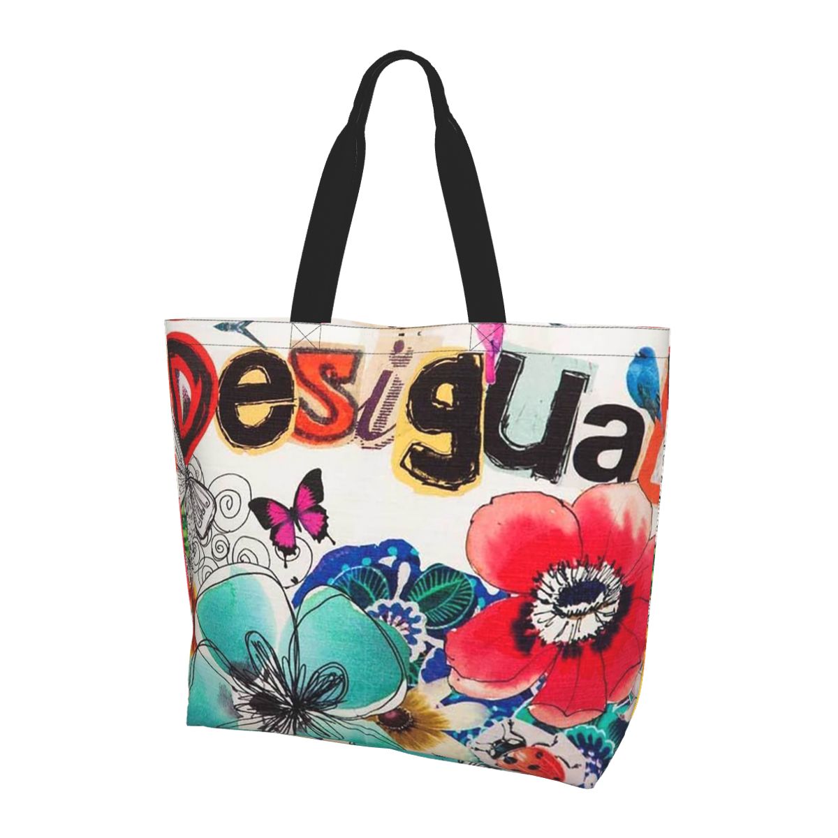 Desigual индивидуальная сумка для покупок, парусиновая сумка на плечо большой вместимости, продуктовая сумка для покупок для женщин
