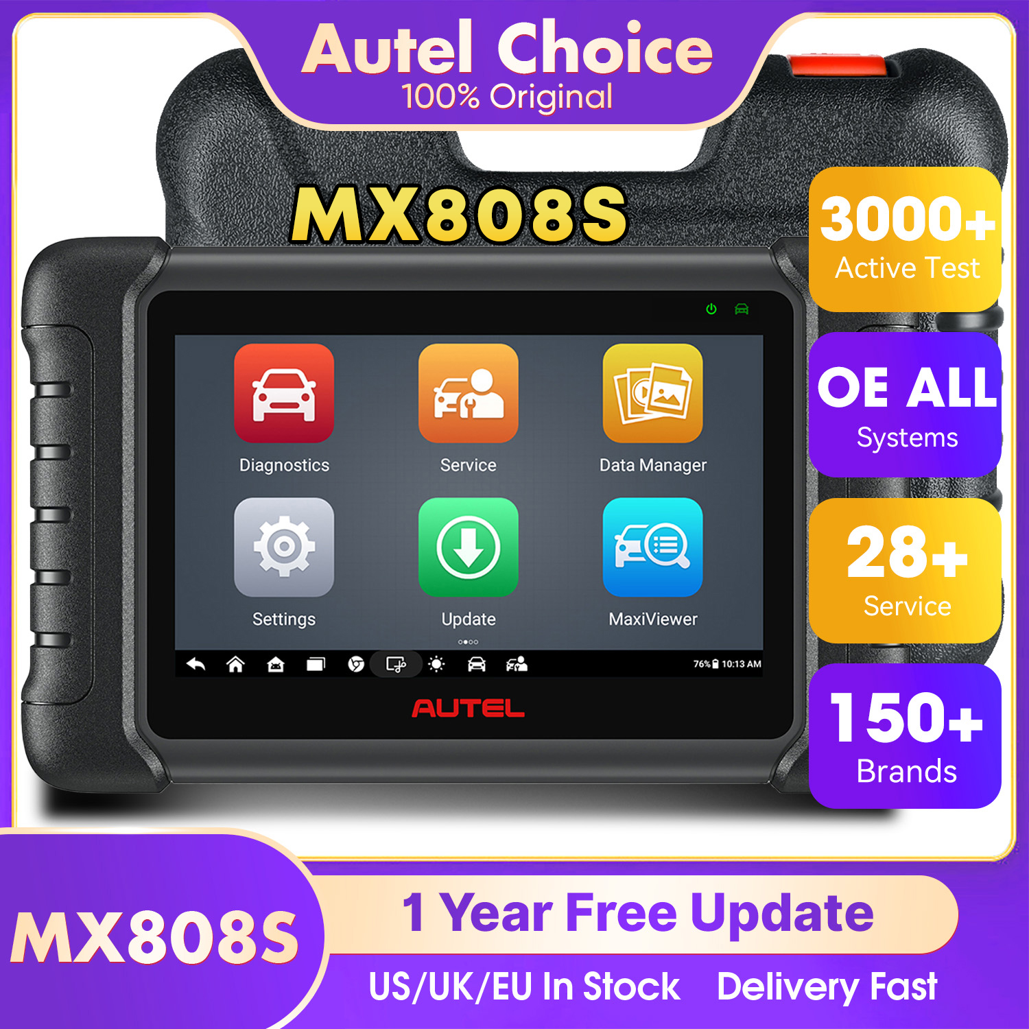 Herramienta de Diagnóstico Automotriz Autel MaxiCheck MX808S, Escáner de Automóviles OBD2 Bidireccional, Herramientas PK MK808S MK808BT PRO