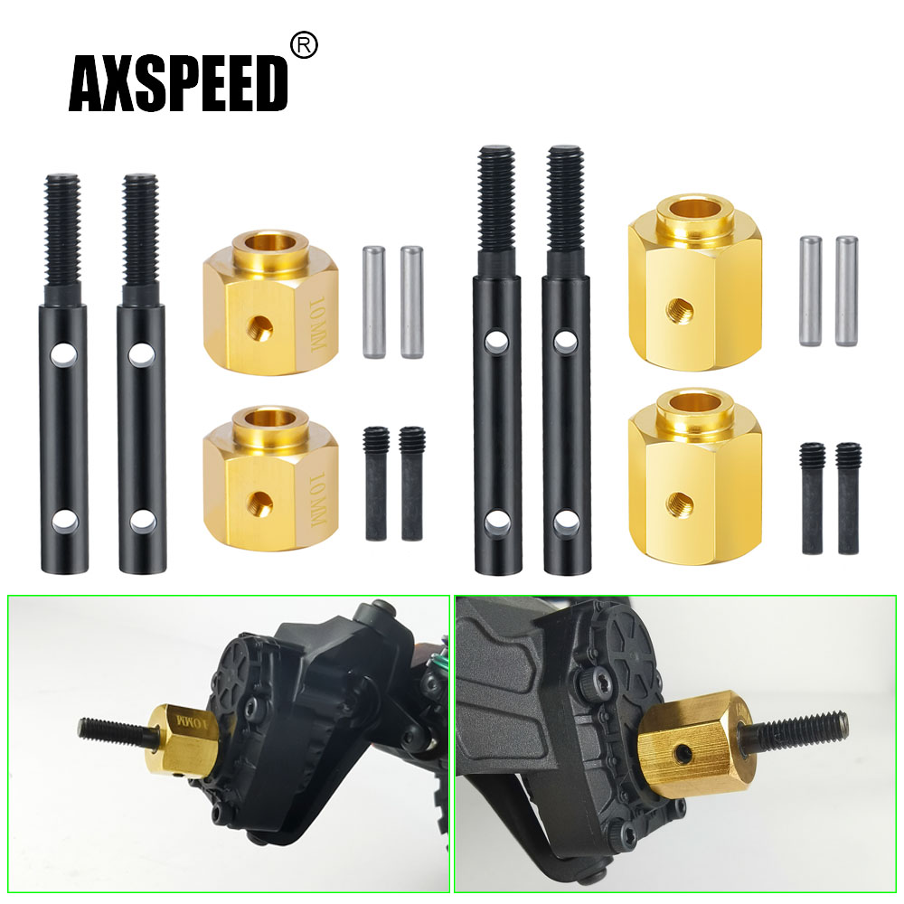 AXSPEED Metal Portal Axle Drive Gear Shaft+Wheel Hub Extended Adapter for Axial SCX10 III Jeep Wrangler Gladiator 1/10 RC Car
