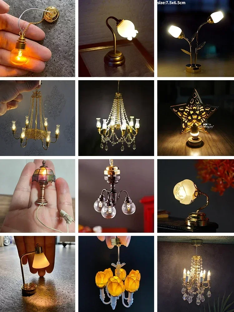 Miniaturowa lampa do domku dla lalek, lampa stołowa, mini może być jasna ściana domek dla lalek akcesoria dekoracyjne meble do domku dla lalek zabawki