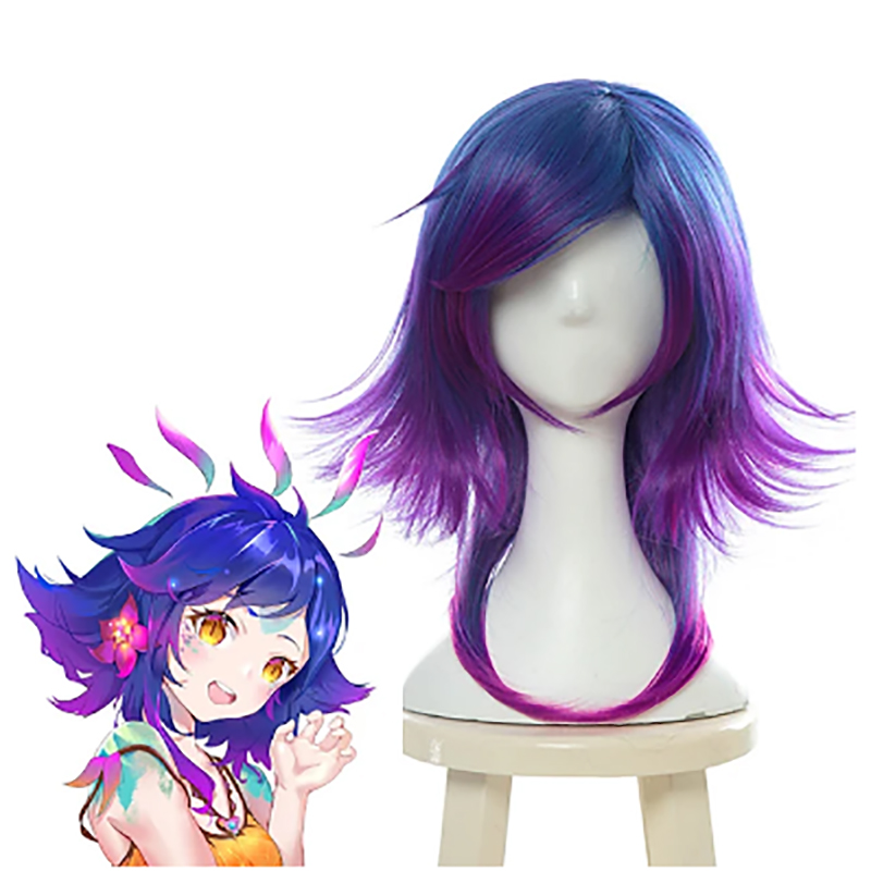 Pelucas de pelo sintético LOL Neeko, peluca de Cosplay del juego camaleón curioso