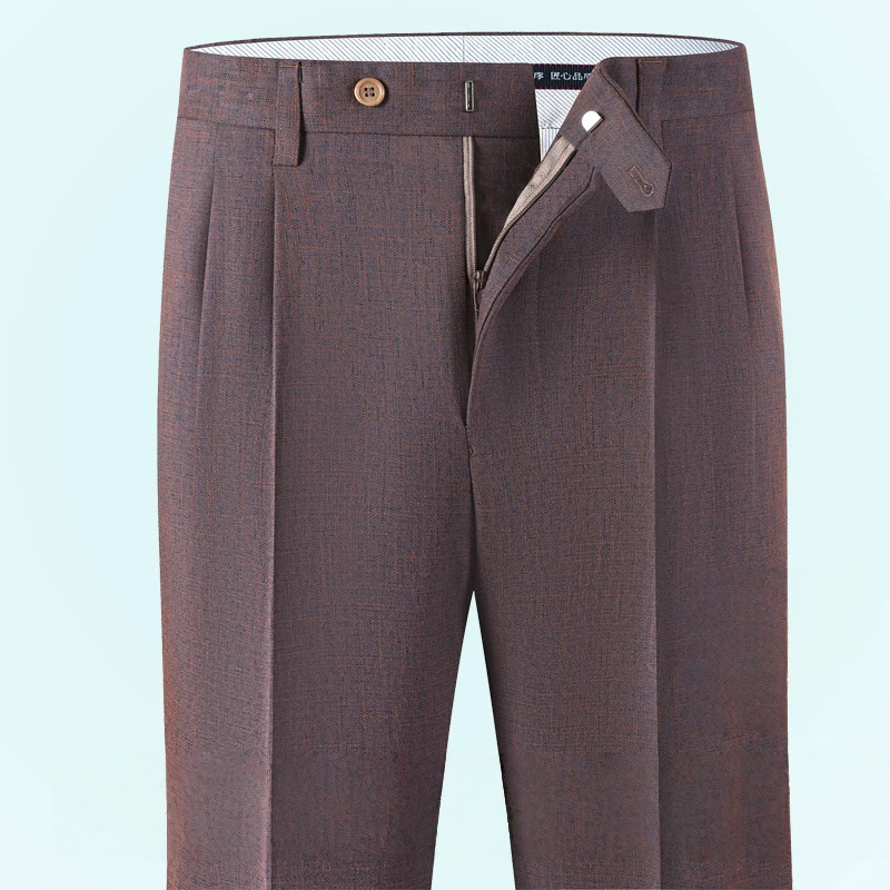 Pantalones de Traje de Lino para Hombre, Cintura Alta, Doble Pliegue, Corte Recto y Holgado, para Bodas de Verano, Tallas 40, 42, 44