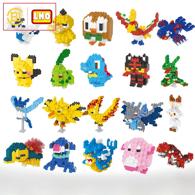 Mini blocs de construction Pokémon, figurines de dessin animé, Pikachu, Dracaufeu, Évoli, Mewtwo, jouets à assembler soi-même