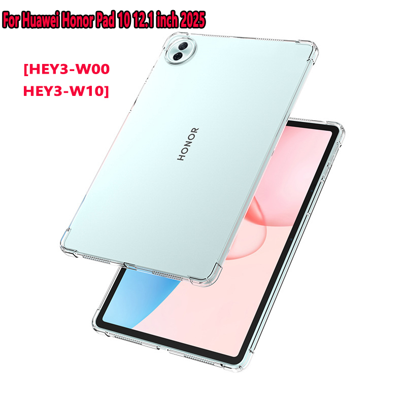 Casing Transparan untuk Huawei Honor Pad 10 12.1 Inci 2025 Airbag Penutup TPU Lembut Silikon Bening HEY3-W00/HEY3-W10 12.1 Inci Tablet Funda