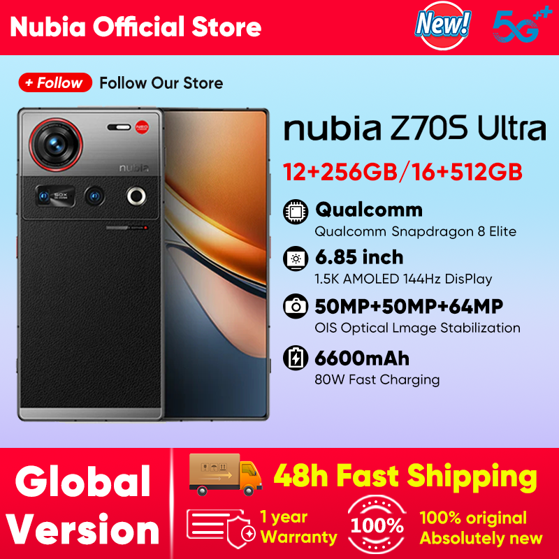 Nubia Z70S Ultra Edición Global Snapdragon 8 Elite Pantalla OLED de 6.85 Pulgadas 1.5K 144Hz 6600mAh 80W 64MP+50MP IP69