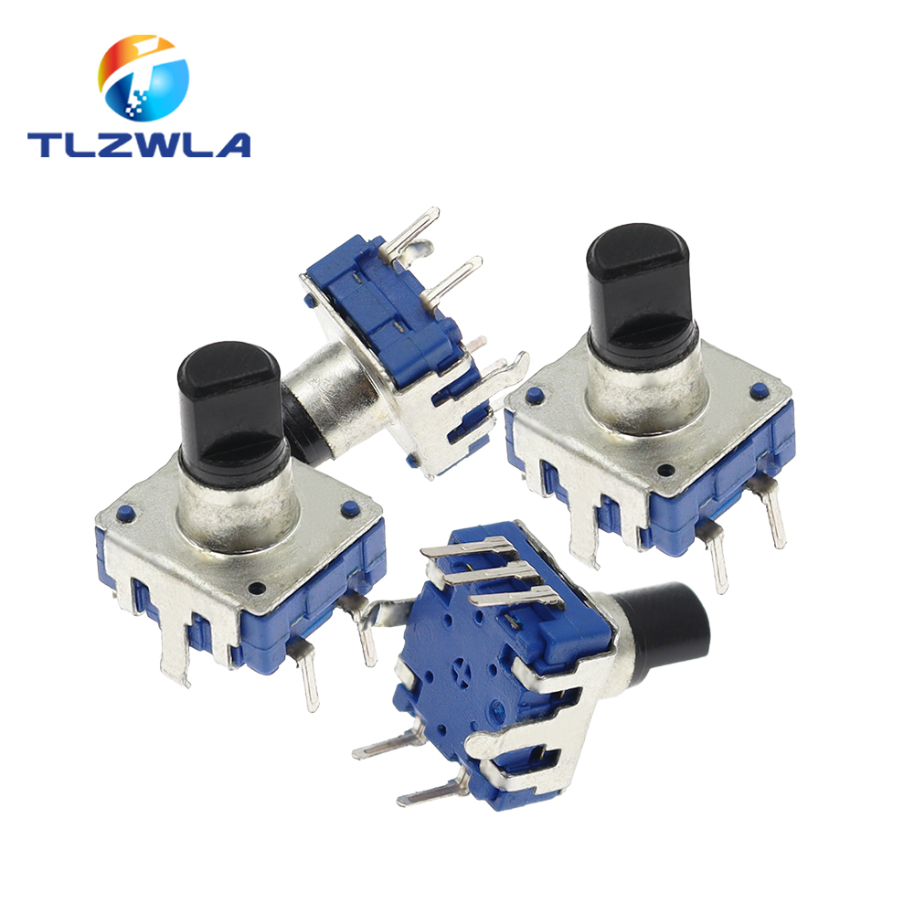 5 buah enkoder putar 360 derajat EC12 RE12 Encoder Audio 5Pin 24 posisi dengan tombol tekan saklar panjang 12.5MM