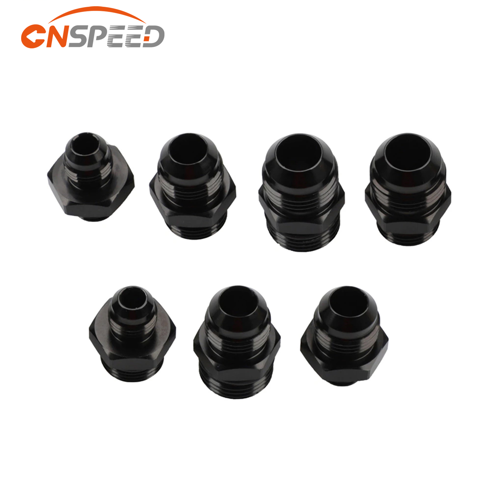 ข้อต่ออะแดปเตอร์ตัวผู้ สีดำ ORB-6 ORB-8 ORB-10 โอริงบอส ต่อกับ AN6 6AN AN8 8AN AN10 10AN  อะลูมิเนียม 6061-T6 ข้อต่อเฟลร์รถยนต์ สีดำ