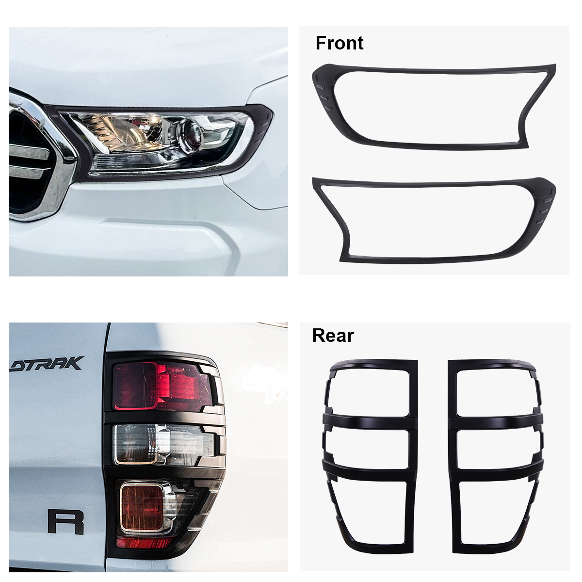 Крышка передней фары ABS, задняя крышка задних фар для Ford Ranger 2015-2022 WILDTRAK LIMITED XLT XLS XL