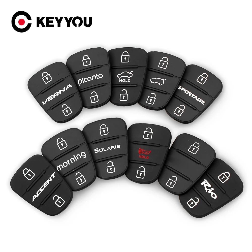 Keyyou Voor Hyundai L10 L20 L30 Picanto Solaris Rio Sportage Kia Verna Picanto K2 K5 Flip Remote Key Rubber Knop Pad