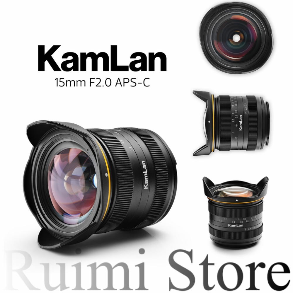 Kamlan 15mm f2.0 mise au point manuelle objectif de caméra grand angle APS-C sans miroir pour appareils photo Canon M/Sony E/Fuji X/M43