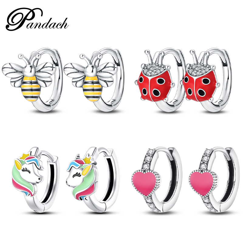 925 prata esterlina requintado abelha borboleta joaninha brincos para mulheres romântico rosa em forma de coração brincos festa de casamento jóias