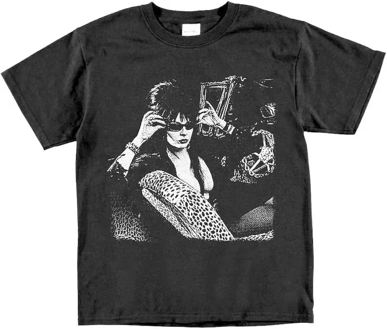 Klassisches T-Shirt mit Grafikdruck von Elvira Mistress of The Darkness aus den 1990er Jahren, für Männer und Frauen, Rundhalsausschnitt, Baumwolle, modische, lässige, übergroße Oberteile
