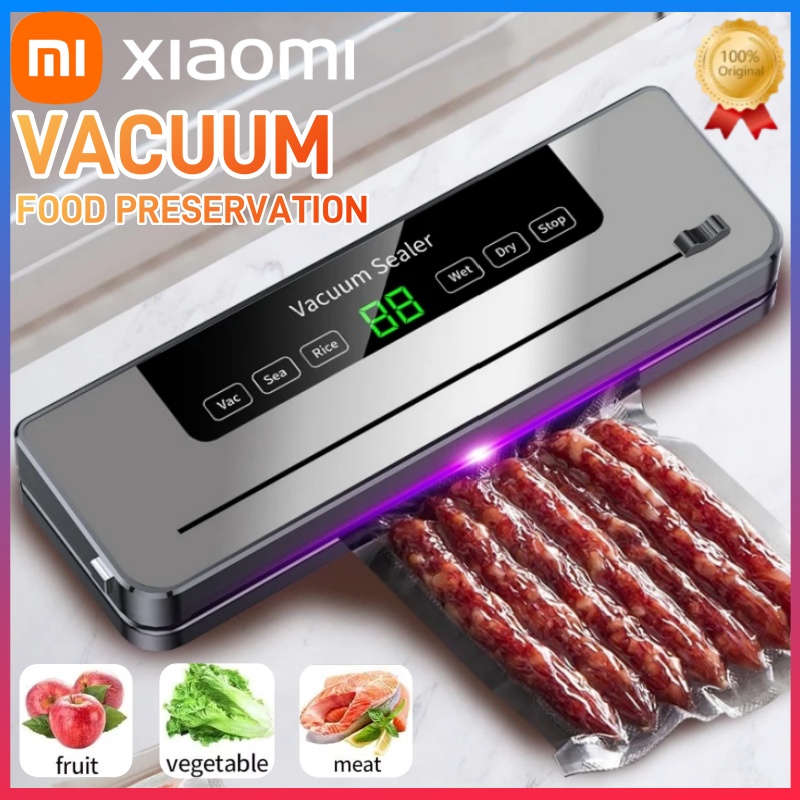 Xiaomi-sellador al vacío eléctrico, cortador incorporado, sello de almacenamiento de alimentos para cocina, botón táctil, sellador de paquetes de alimentos secos/húmedos, vacío de cocina