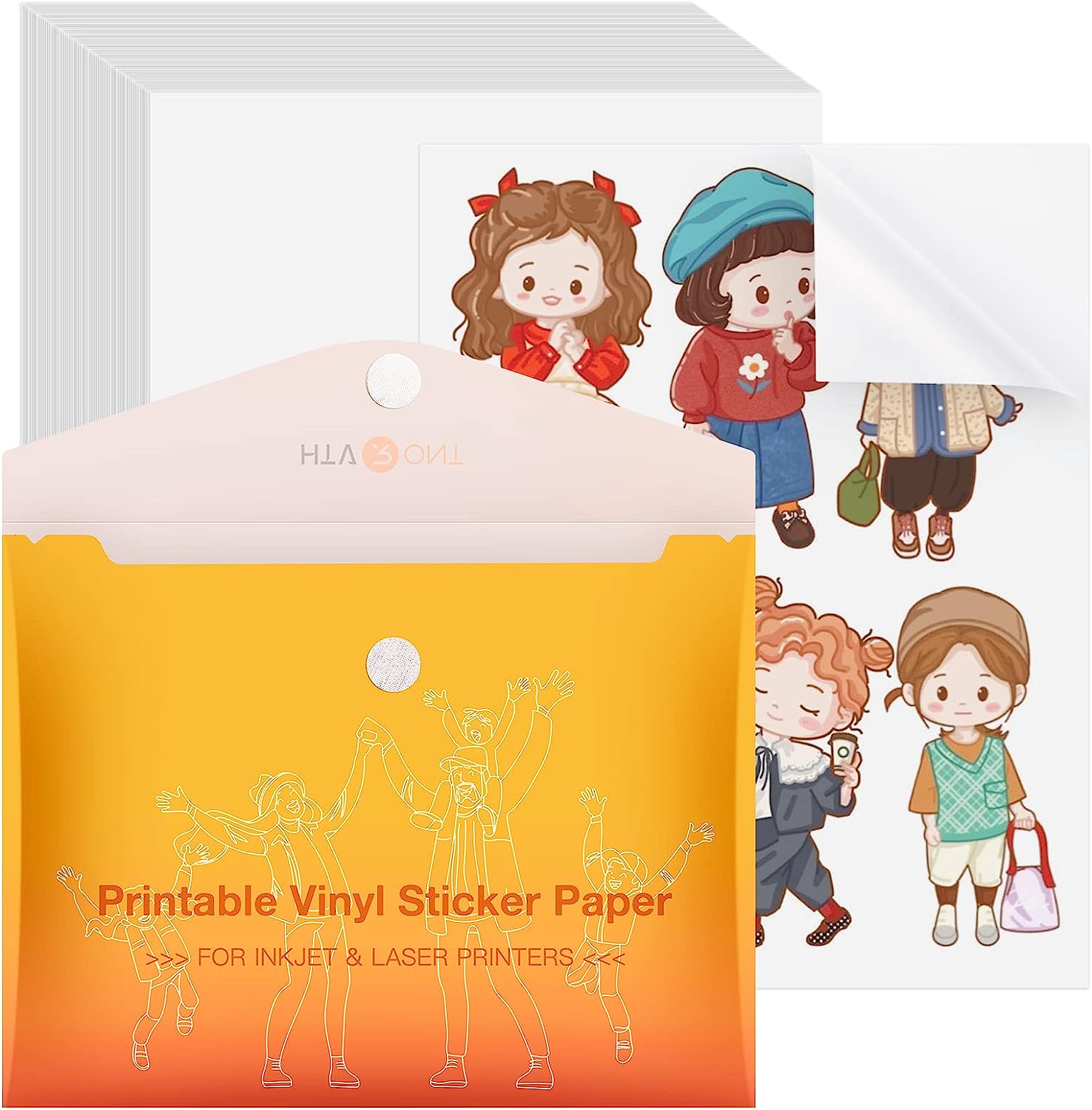 HTVRONT-papel adhesivo de vinilo imprimible mate brillante, 100 hojas, 8,5x11 pulgadas, papel de copia impermeable para impresora de inyección de tinta, se seca rápidamente