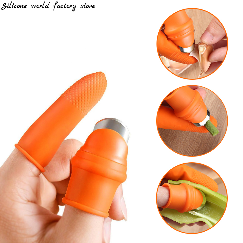 Silicone World 1 Set de Protège-Doigts en Silicone avec Lame pour Fruits et Légumes, Couteau à Pouce, Accessoires de Cuisine