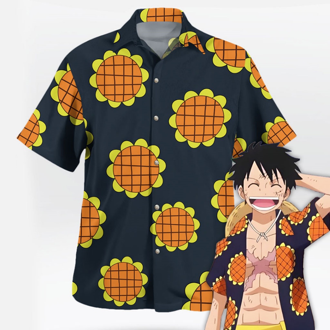 Luffy Dressrosa Shirt Cosplay Outfit Sonnenblumen-Hawaiihemd Frühling Sport Herren T-Shirt Kinderkleidung Tee Y2k Damen