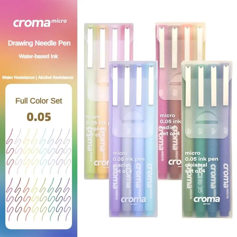 Croma ปากกาหัวเข็มขนาดเล็กสำหรับการวาดภาพศิลปะแปรงพิเศษปากกาสีอนิเมะปากกาตะขอกันน้ำเครื่องเขียนอุปกรณ์การเรียน