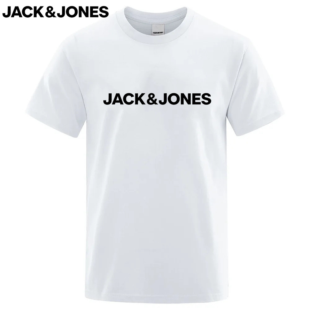 100% puur katoen Jack Jones zomer-T-shirts voor heren en dames, losse casual basis-T-shirts met korte mouwen, effen kleur met ronde hals