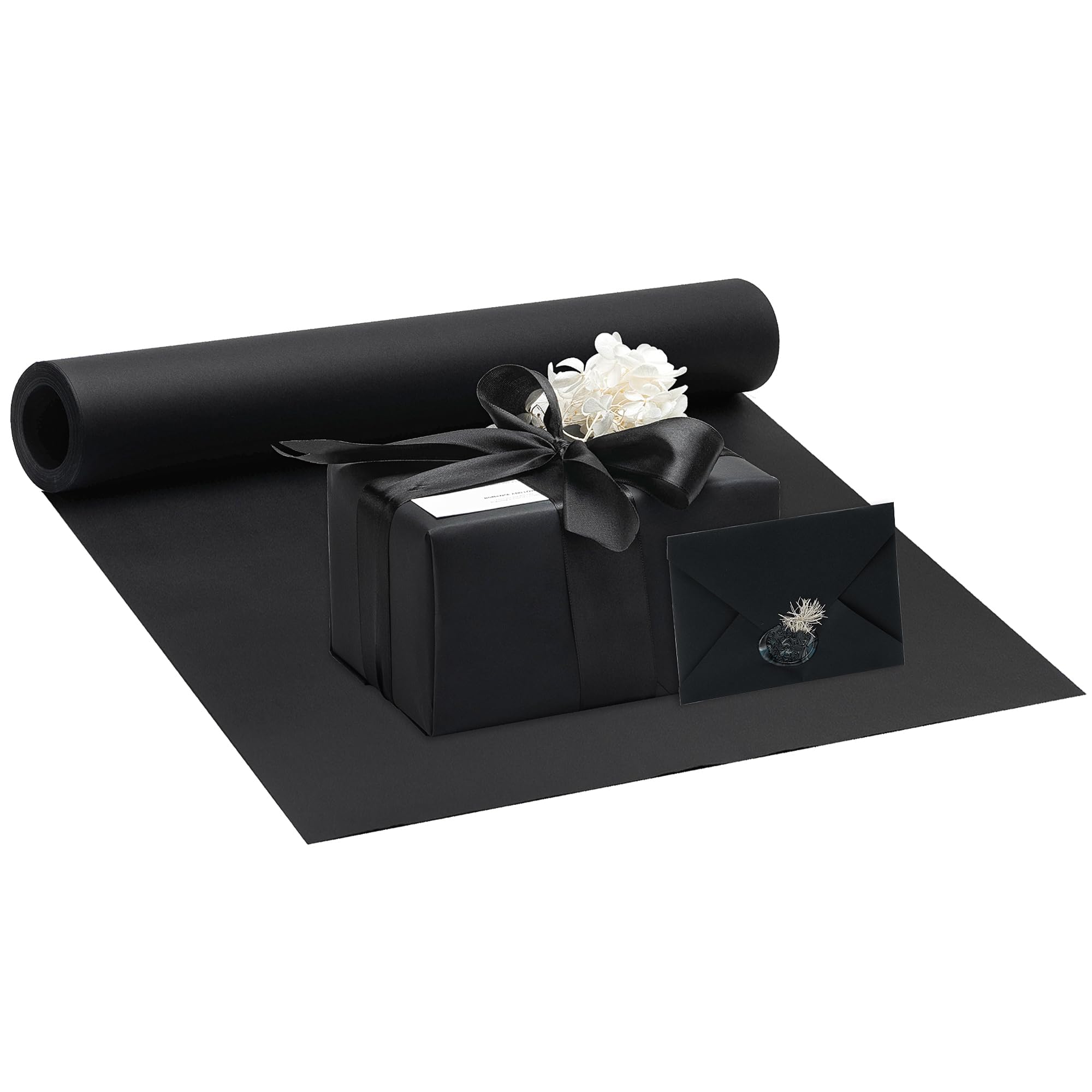 Papel kraft Papel de regalo negro Perfecto para manualidades DIY/dibujo/embalaje de regalos Arte de pared/suministros para festivales de cumpleaños y bodas
