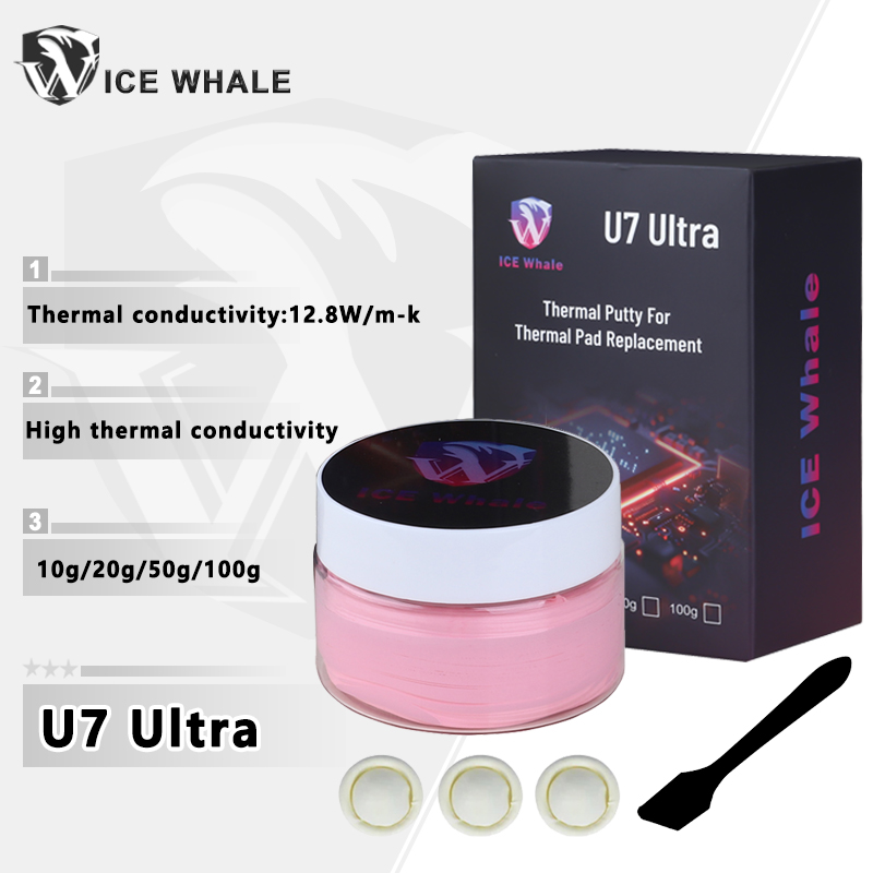 ICE Whale U7 Ultra Thermal Putty สําหรับ VGA GPU IC โปรเซสเซอร์ Rapid Cooling แผ่นความร้อนการปิดกั้นความร้อน Putty ประสิทธิภาพสูง