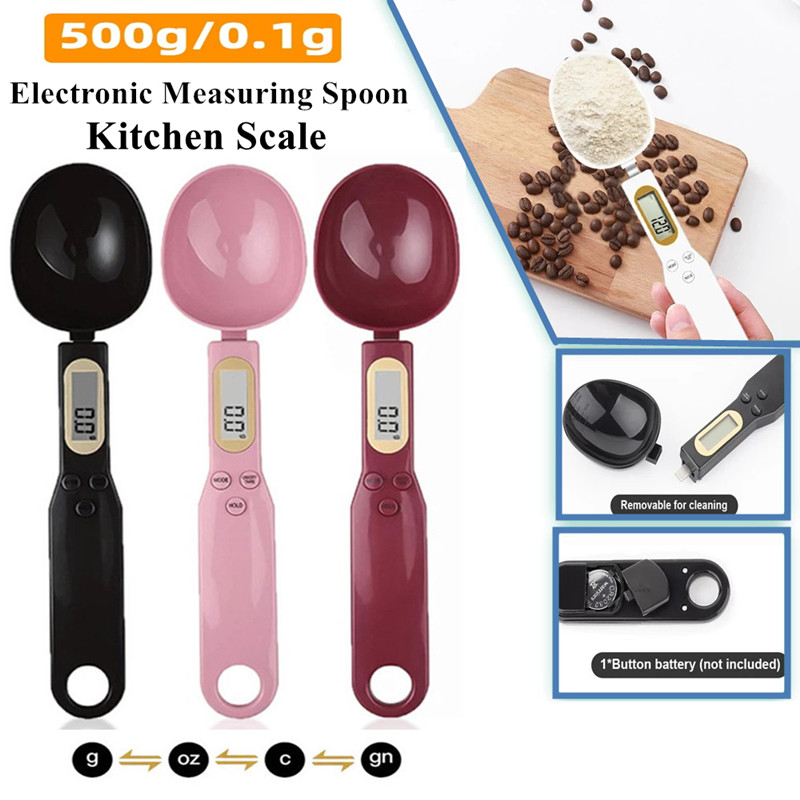 Mini báscula de cuchara báscula Digital de cocina báscula electrónica LCD para alimentos 0,1-500g cocina harina leche café en polvo cuchara medidora de peso