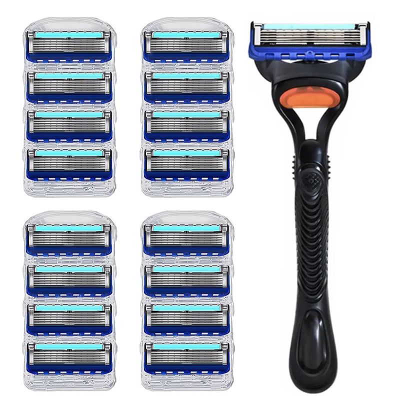 Rasoir pour hommes, rasoir de rasage haut de gamme, rasoir à 5 couches pour le visage et la barbe, livré avec des lames remplaçables, recharges à 5 couches