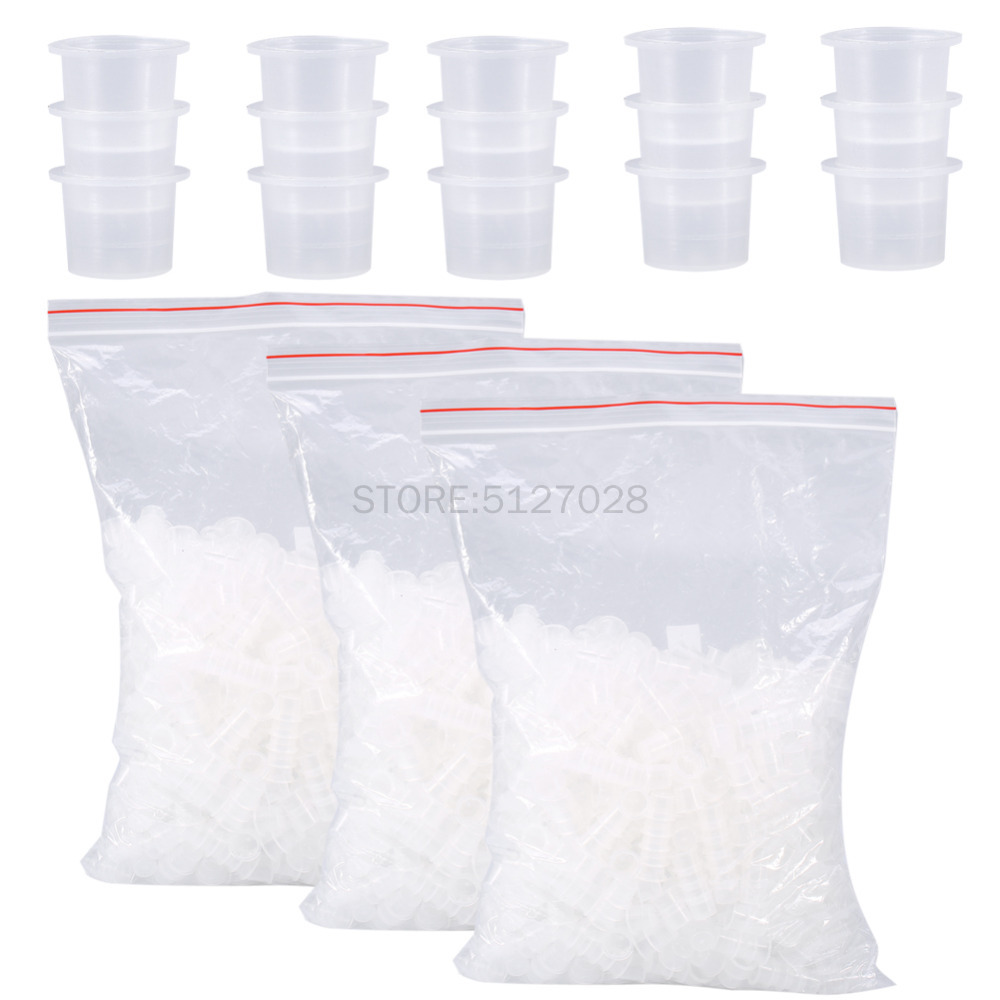 100 Uds. Tapa de taza de tinta para tatuaje Microblading de plástico pigmento soporte transparente contenedor tamaño S/M/L para punta de aguja suministros de tatuaje de agarre