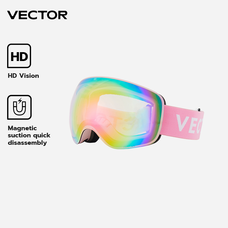 VECTOR OTG Ski Snowboard Goggles Women Men Skiing Eyewear UV 400 Snow Protection Glasses Adult Double Spherical Mirror Magnetic