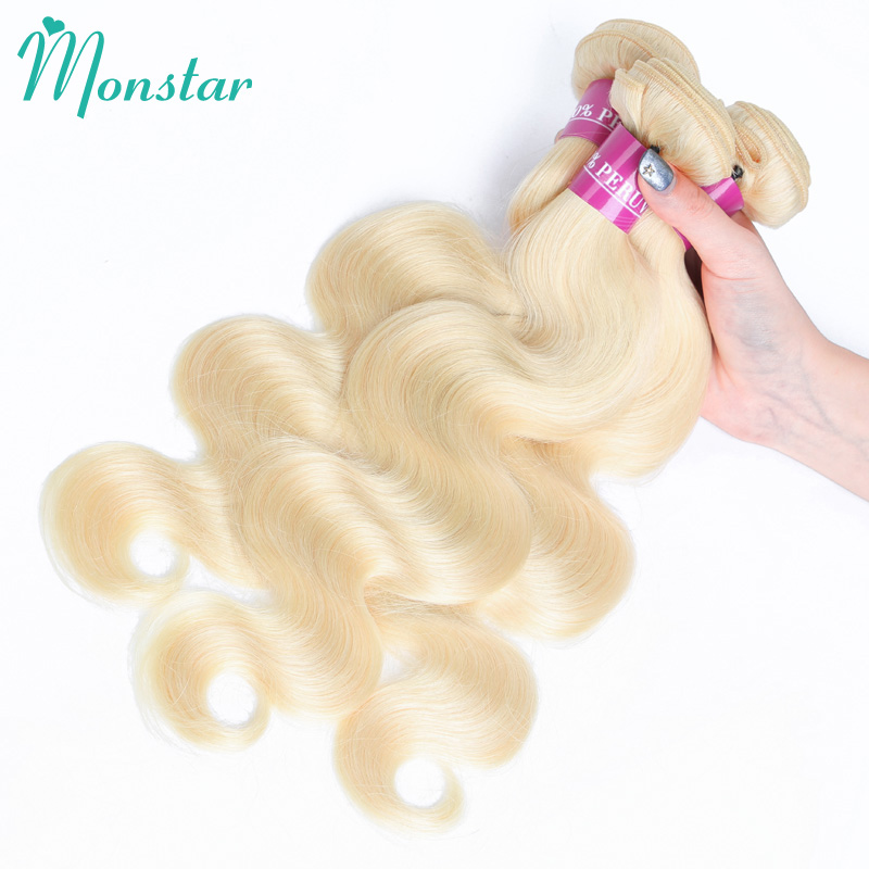 Monstar 1 3 4ชิ้นสีบลอนด์613สี28 30 32 34 36นิ้วผมลอนยาวผมลอนแบบเปรูผมผมต่อมนุษย์เรมี่