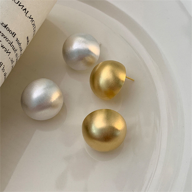 LATS-pendientes de tuerca mate semicírculo con personalidad exagerada Vintage para mujer, joyería con temperamento, accesorios de moda para fiesta, regalo