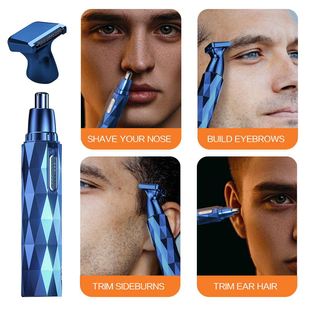 Recortador de pelo de nariz recargable, lavable, seguro, cuidado facial, afeitado para hombres, depilación, afeitado eléctrico, recortador de nariz y orejas, afeitadora de barba