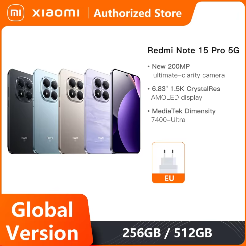 Смартфоны Xiaomi Redmi Note 15 Pro 5G глобальная версия, процессор MediaTek Dimensity 7400-Ultra, 6.83-дюймовый AMOLED-дисплей, основная камера 200 МП