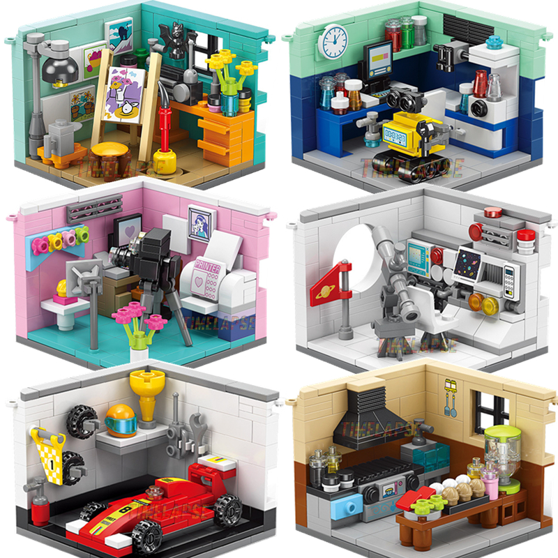 Novos sonhos casa racer carro médico pintor músico cientista pastelaria chef camaman astronauta blocos de construção kit tijolo modelo brinquedo