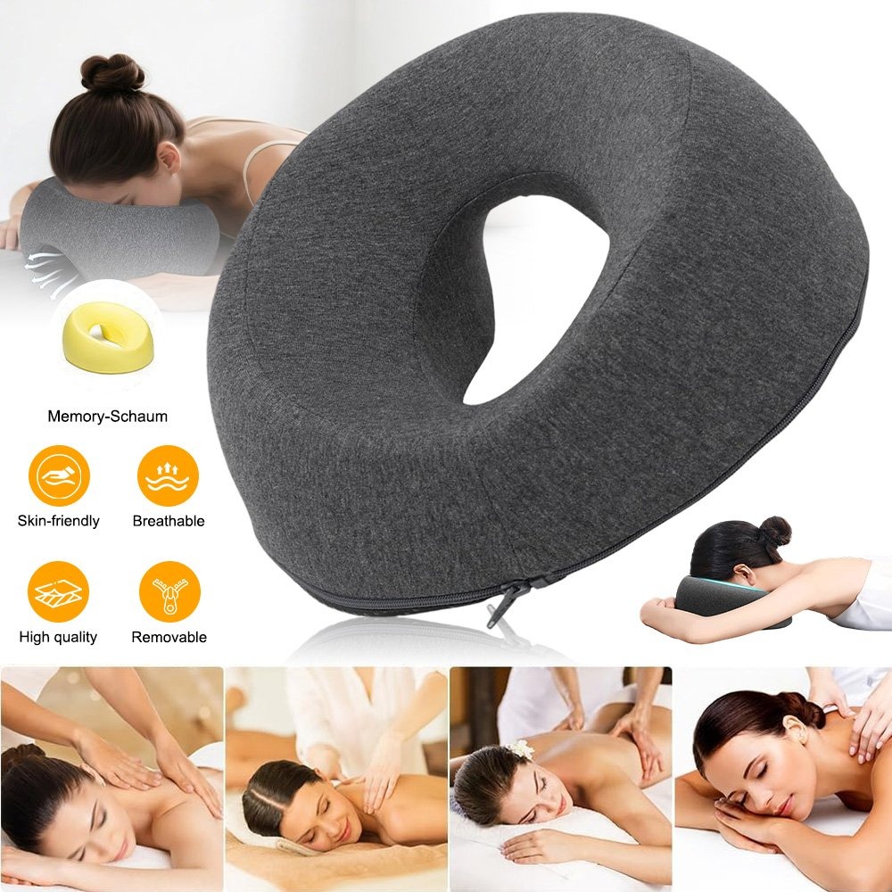 Ergonomisches Memory-Schaum-Kissen – Hautfreundlich für Spa, Salon, Massage & Büro |   Nacken- und Kopfstütze für Entspannung, Reisen und Liegestühle |   Abnehmbarer, waschbarer Bezug, tragbar und atmungsaktiv für ganztägigen Komfort