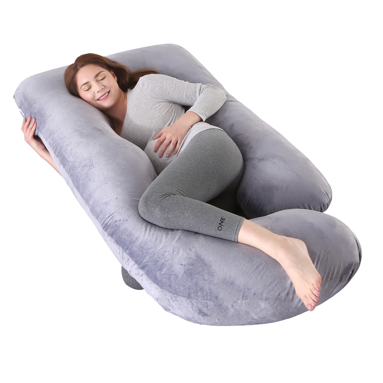 Cuscino per gravidanza Cuscino per gravidanza a forma di G con fodera rimovibile Supporto per cuscino per tutto il corpo per schiena, fianchi, gambe, pancia (grigio scuro)