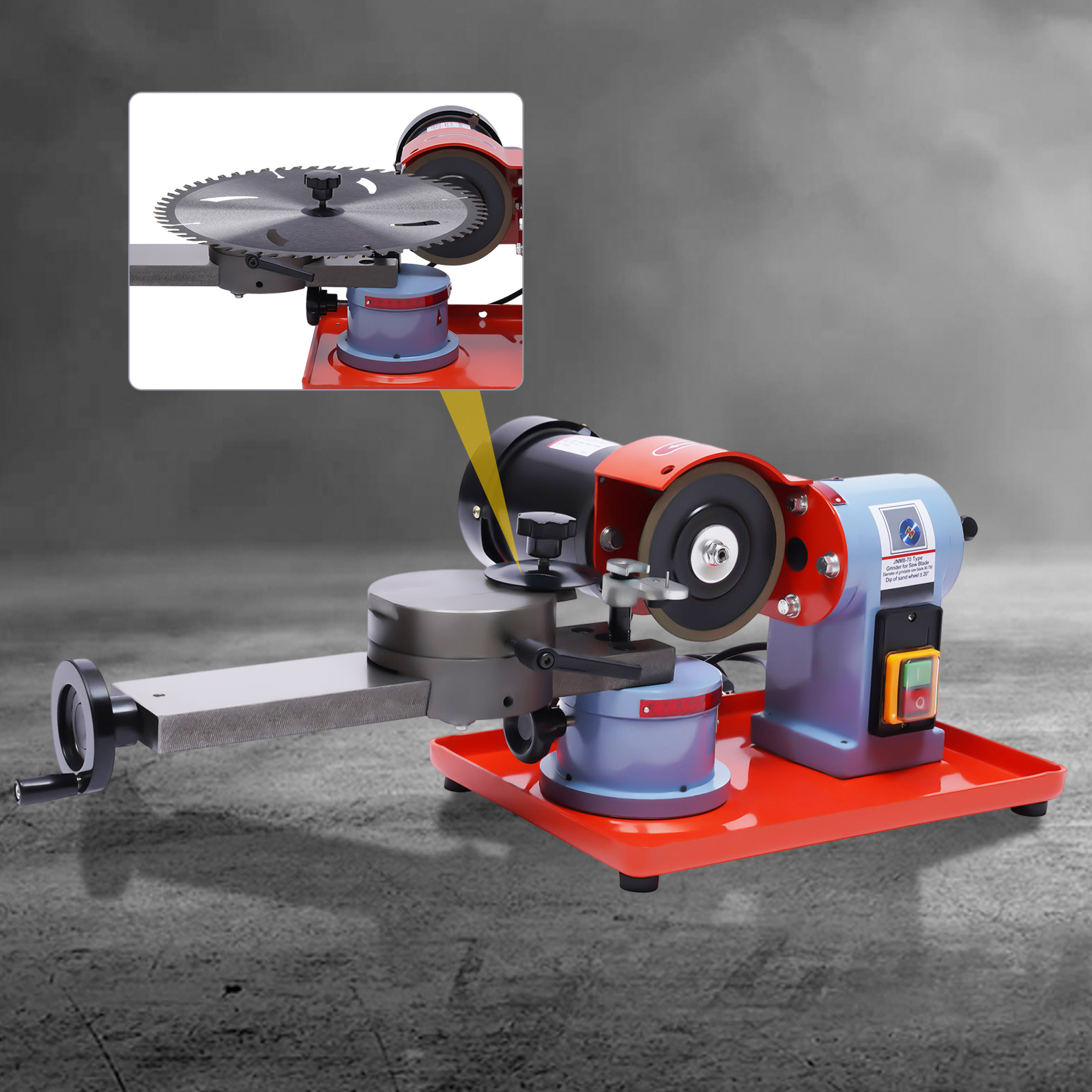 250 W Kreissägeblatt-Schärfmaschine, 80–700 mm, Sägeschärfer, Sägeblatt, Schleifmaschine, Geschwindigkeit einstellbar