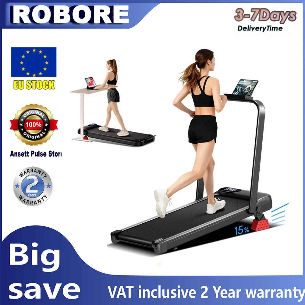 ROBORE U18F Laufband 15% Steigung 10,5 km/h Höchstgeschwindigkeit 2,5 PS Motor 3 Steigungsstufen 136 kg Tragkraft LED-Display Geräuscharm