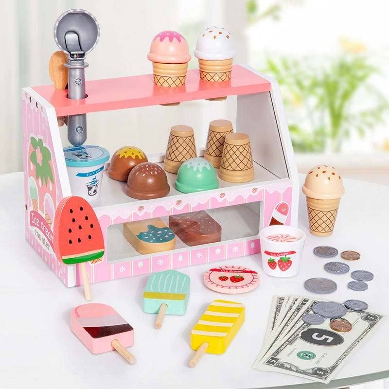 Holz Eis Pretend Spielzeug Mini Lebensmittel Kinder Spielzeug Hochzeit Party Bäckerei Dessert Spielen Haus Dekoration