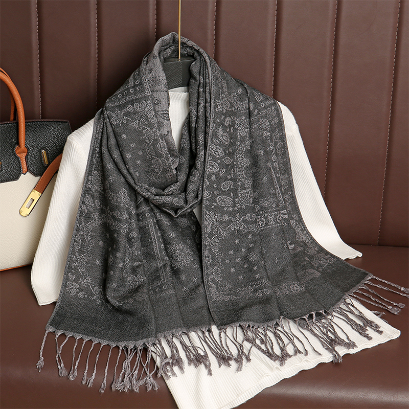Style ethnique gland couverture épaisse Pashmina nouveau hiver chaud châle enveloppement cachemire Jacquard écharpe femmes foulard Poncho étoles