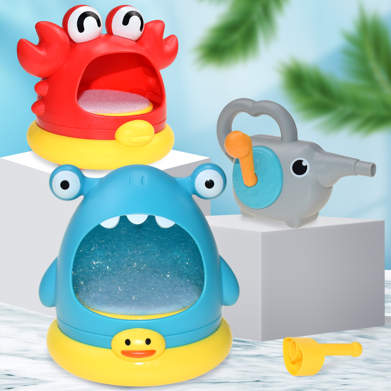Máquina de burbujas de cangrejo, juguete de baño para niños, máquina de hacer espuma con forma de tiburón para hacer salpicaduras de agua