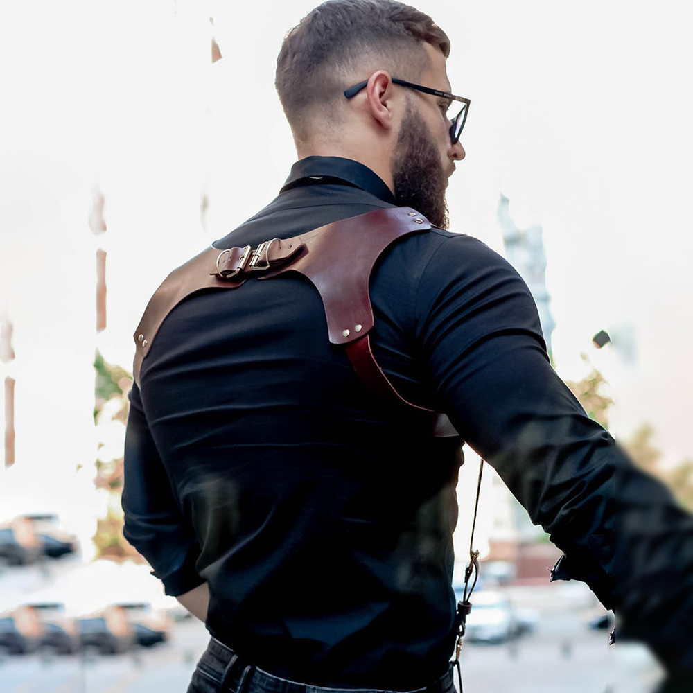 Suspensórios calças masculinas de couro ajustável mochila suspensórios suspensórios alças de ombro masculino moda adulto cinto