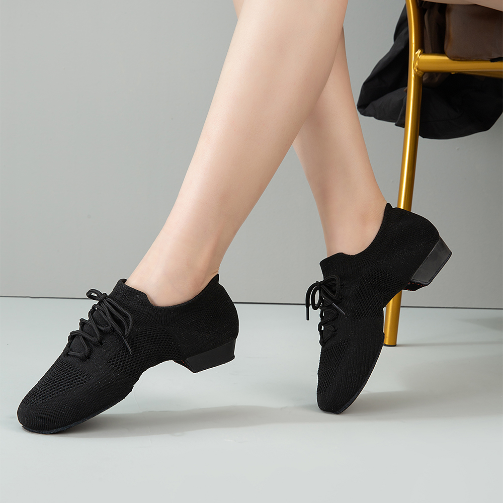 Sapatos de dança para mulheres jazz salsa sapatos de dança de salão malha casual plana sprots sapato senhoras meninas modernas tênis de yoga 34-42