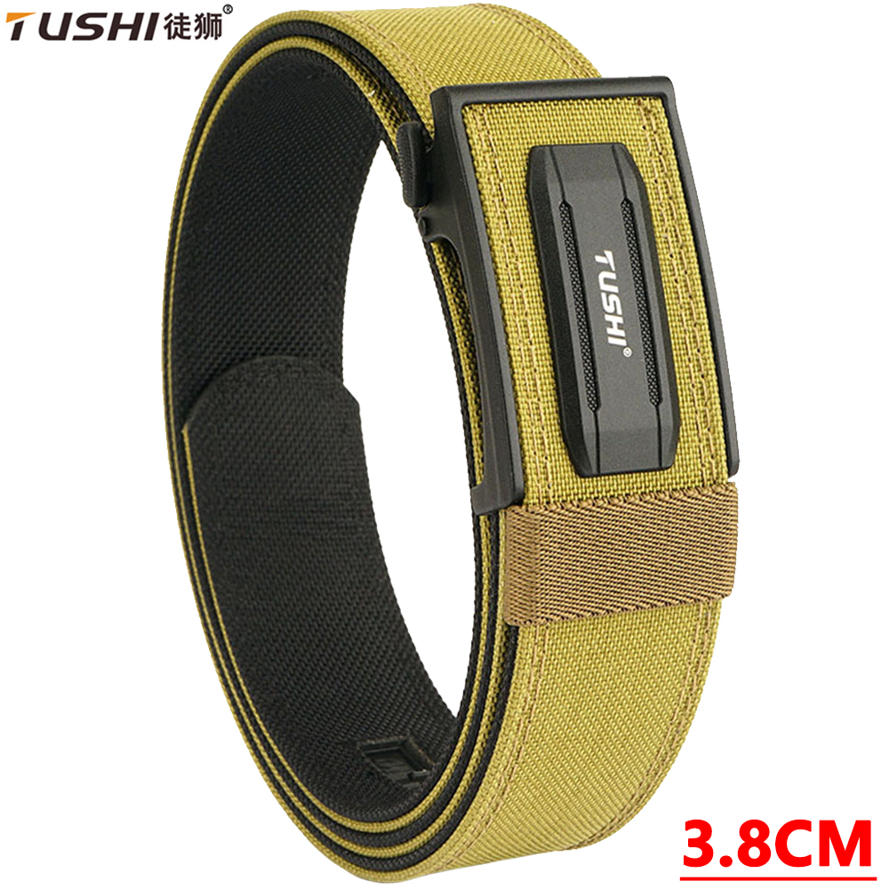 Cinturón Táctico Resistente TUSHI para Hombre, Hebilla Metálica Automática, Cinturón para Pistola IPSC, Cinturón Militar de Nailon 1100D, Cinturón Deportivo para Exteriores