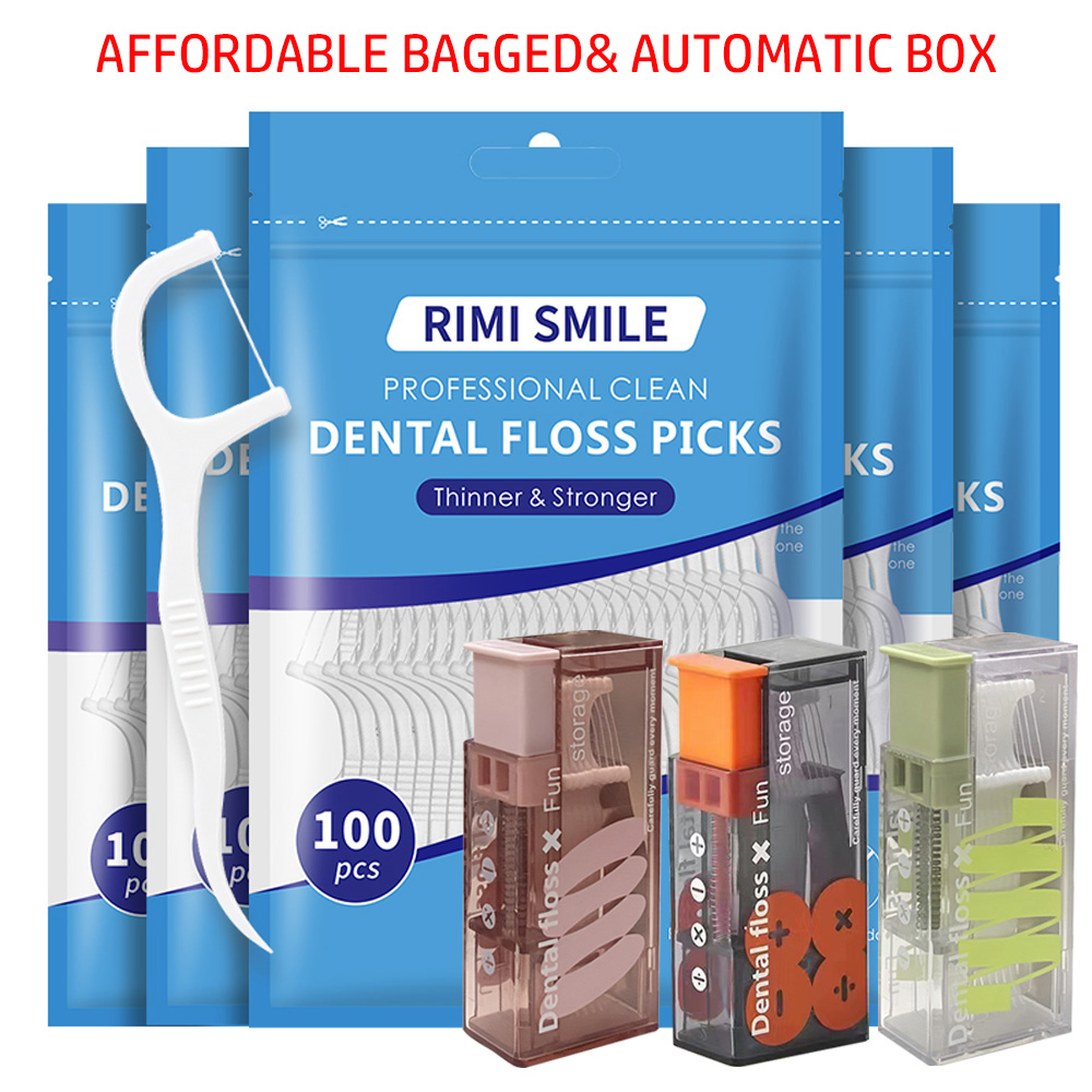( Betaalbaar) 50/100/300 PCS-RIMI Smile Floss - Wordt geleverd met automatische flossbox - Handig om mee te nemen tijdens het uitgaan