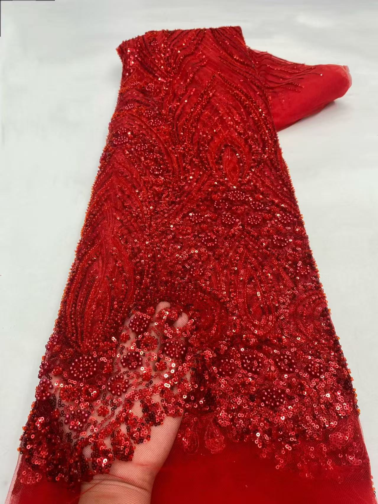 Tissu en dentelle française brodé de perles élégant de haute qualité, style nigérian africain, avec sequins, pour fêtes et mariages 2026